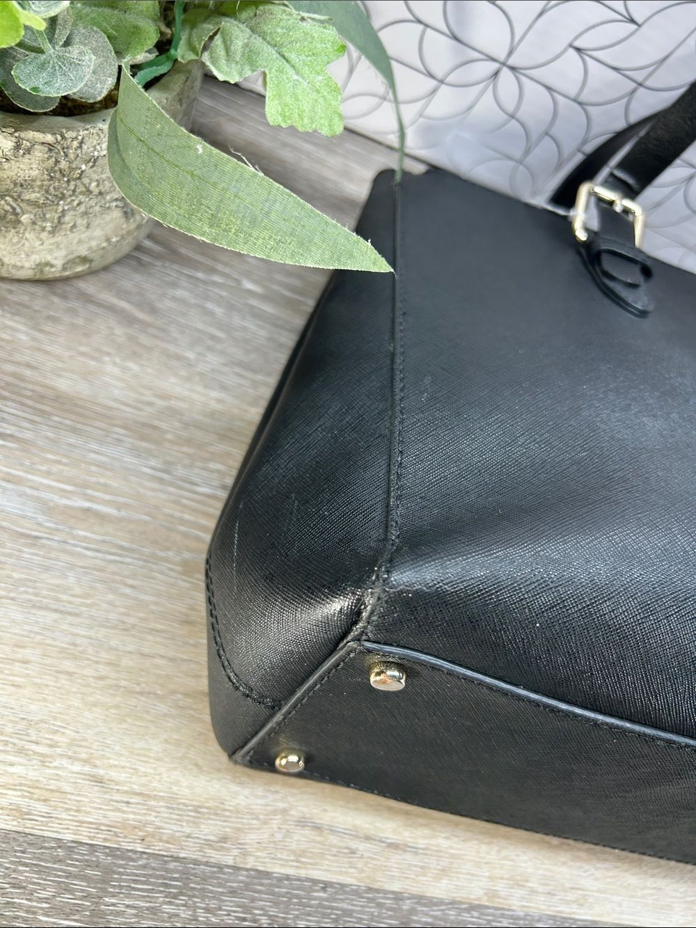 4648 Kate Spade Black Leather Tote Bag 265084648 - Picture 9 of 11